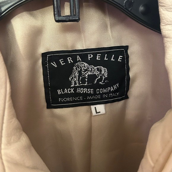Vera Pelle Black Horse Co. L Leather Jacket Made in Italy Florence Stone Beige - Picture 3 of 7